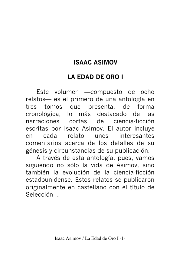 Portada de La Edad de Oro Volumen I